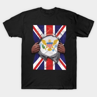 Virgin Islands Flag Great Britain Flag Ripped - Gift for Virgin Islander From Virgin Islands T-Shirt